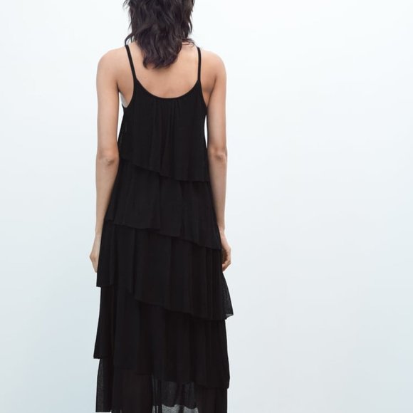 NWT ZARA RUFFLED KNIT DRESS  BLACK - REF. 2893/037 S - Picture 6 of 9